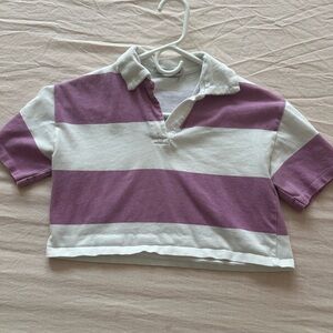 Striped Purple and White Polo Shirt